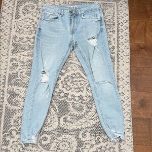 Zara Light Blue Ripped Skinny Jeans